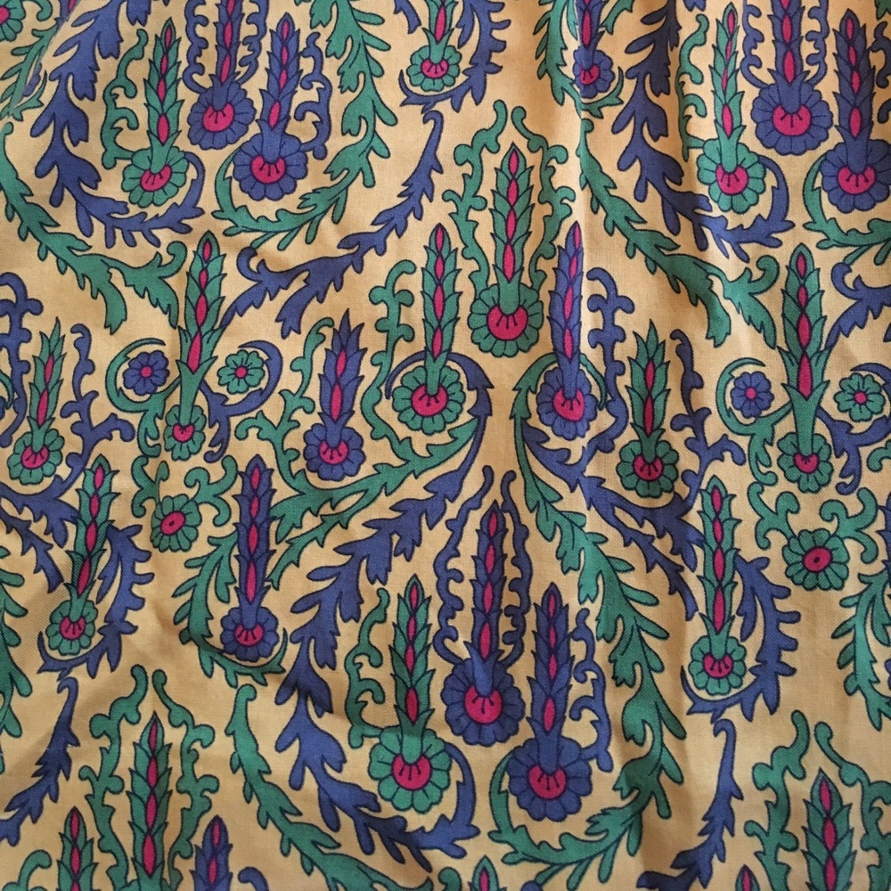 L.L. Bean Yellow Floral A-Line Skirt with Green and Purple Accents - Picture 4 of 4